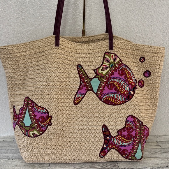 Vera Bradley Handbags - Vera Bradley Whimsical Fish Straw Tote
